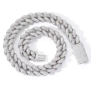 20mm Cuban Chain Miami Lock Archaic Necklace Micro-inset Zircon Hip Hop Men's Necklace Jewelry