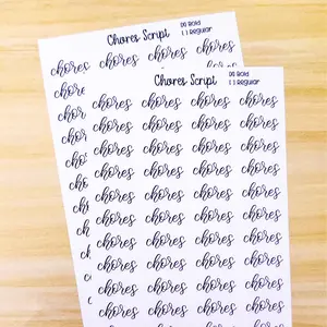 Chores Script Planner Sticker Sheet 44 Stickers Bujo Calligraphy