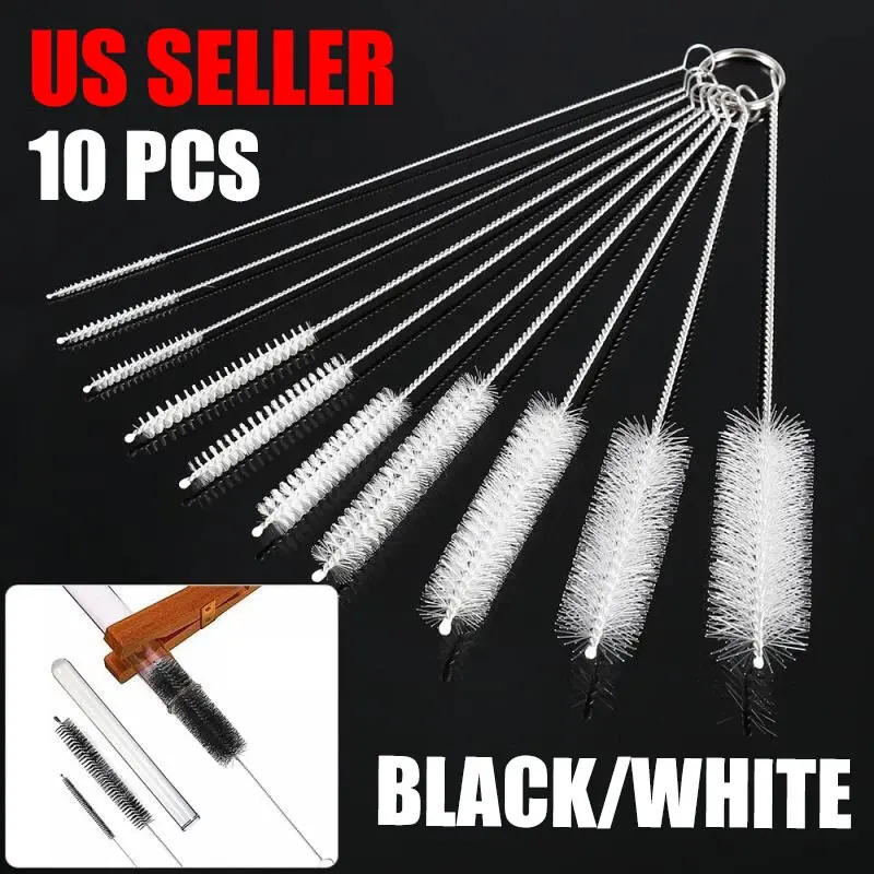 US Nylon Straw Brush Cleaner Bottle Tube Pipe Small Long Cleaning 10Pcs Set US Nylon Straw Brush Cleaner Bottle Tube Pipe Small Long Cleaning 10Pcs Set
