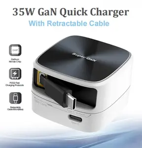 Fast Charging Charger, Super GaN Fast Wall Charger, Double PD35W (Type-c )+ iOS Adapto For MacBook Pro/Air, Pixelbook, iPad Pro, iPhone 15/14/Pro, Galaxy S23/S22, Note20, Pixel, Apple Watch