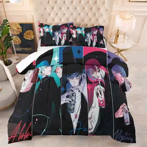 2/3pcs Anime Character Comforter Set: Bold, Stylish Prints, Vibrant Hues. Includes 1 Comforter And 1/2 Coreless Pillowcases. Soft, Ideal for Anime Fans/Teens. Perfect for Bedrooms, Cozy Lounging & Festive Gifting.