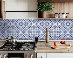 360 Stand Blue Mia Vinyl Peel & Stick Removable Tiles, 8x8 in Square Size, 24 Pieces, for Indoor Use