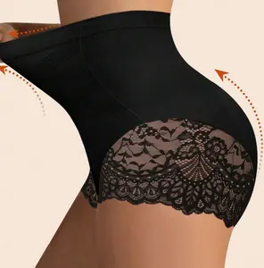 Women's High-Waist Lace Patch Shaping Leggings - 1Pc Fit Tummy Control Waist Trainer, Compression Base Pants, Shorts-Style Shapewear for Everyday Wear