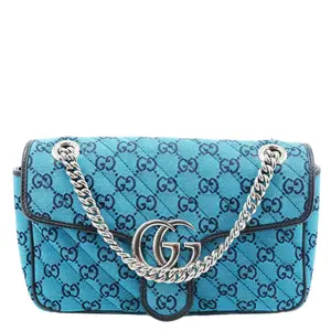 Pre-owned GUCCI Canvas Shoulder Bags GG Marmont Small Matelasse Shoulder Bag Blue 443497