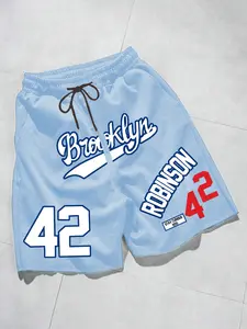 Men's Summer Sport Shorts, Trendy Short, Fashion Letter Pattern, Elastic Waist, Comfortable Fit, Casual & Sports Wear, Street Style Gym Clothes, Streetwear Sports Shorts