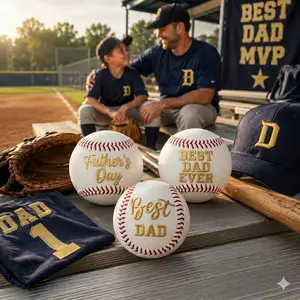 Personalized Baseball Keepsake for Dad, Embroidered Best Dad Baseball, Father’s Day Coach Gift
