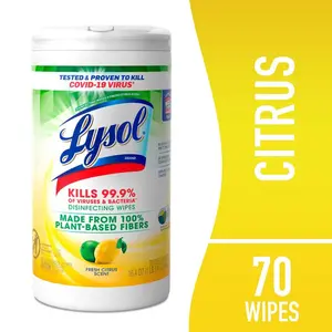 70-Count Fresh Citrus Plant-Based Biodegradable Disinfecting Wipes