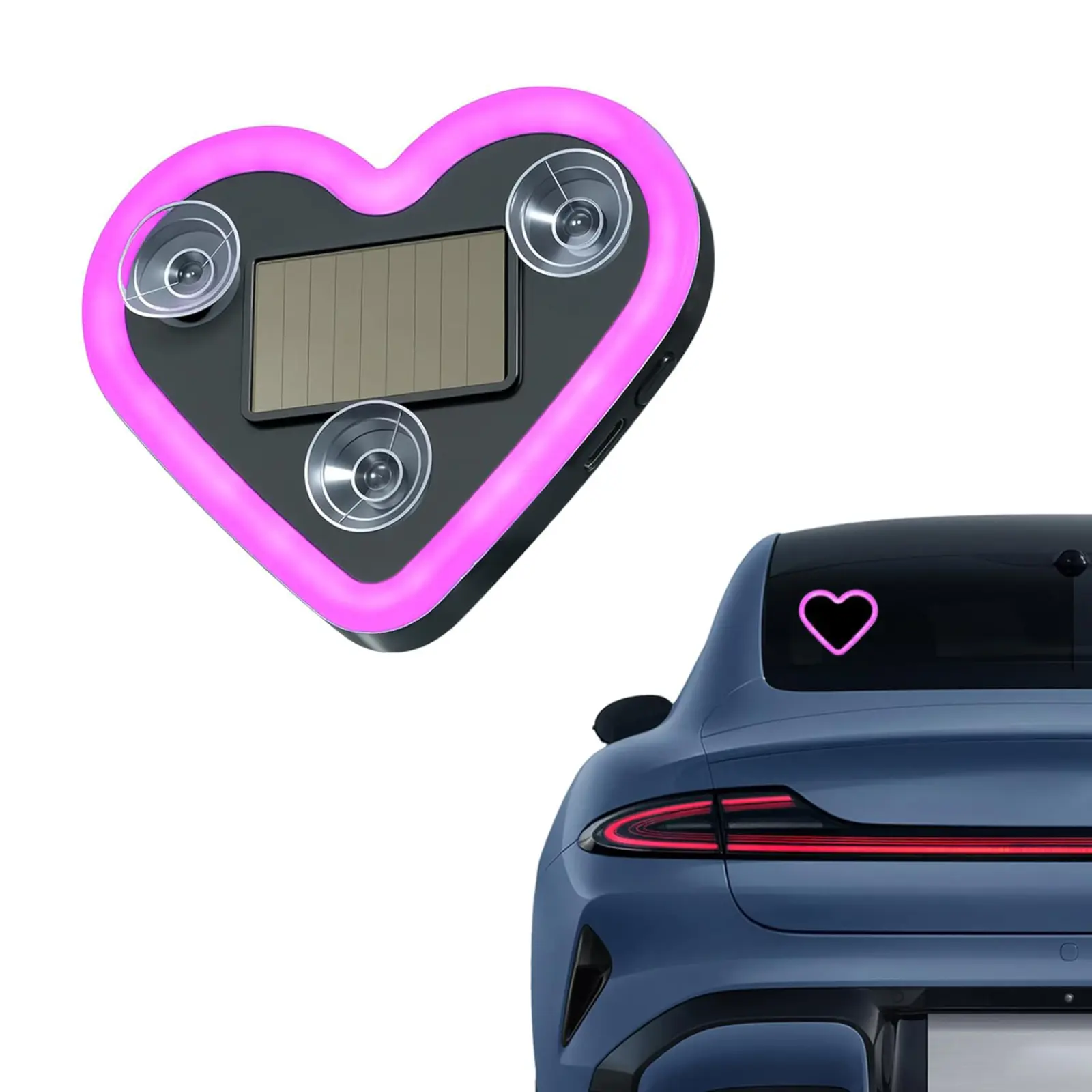 Car LED Ambient Light - Solar-Powered Heart-Shaped Neon Fairy Light with 3 Modes, IP65 Waterproof, LED Roof Twinkle, Vehicle Auto Interior Accessories for Romantic Car & Outdoor Decor, Cars
