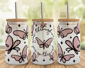 Rose Gold Butterflies - Grow through... - UVDTF Wrap for cups/hard surfaces sticker