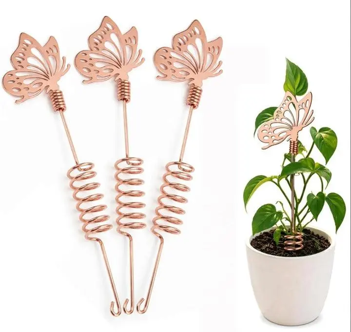 Copper Butterfly Electroculture Antennas (Set of 3) - Garden Sculpture Decor, Ideal Gift for Plant Lovers