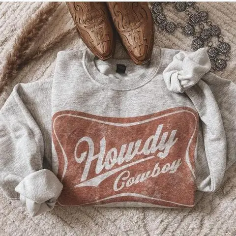 Howdy Cowboy crewneck sweatshirt, Howdy Western Sweatshirt, Yee Haw Sweater, Cowgirls Shirt, Country Cowboy TShirt, Southern Howdy Shirt, Western Clothes Gift for her Cowgirl
