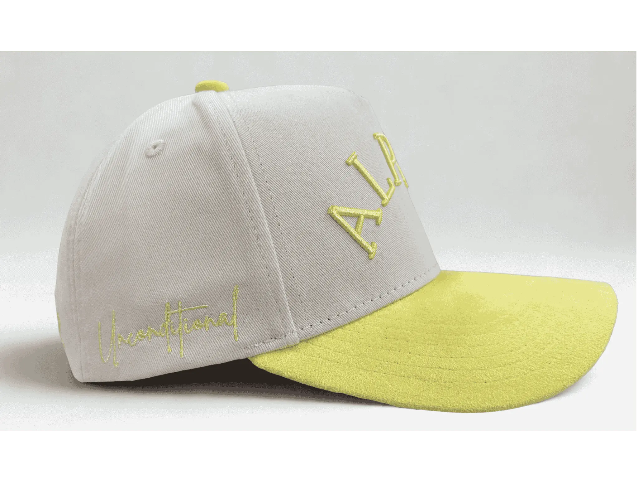 ALPHA Hat in Cream and Yellow Suede