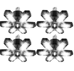 LED Garage Ceiling Lights 120W Deformable Garage Shop Light for Attic Basement Workshop Screw in E26 E27 Base