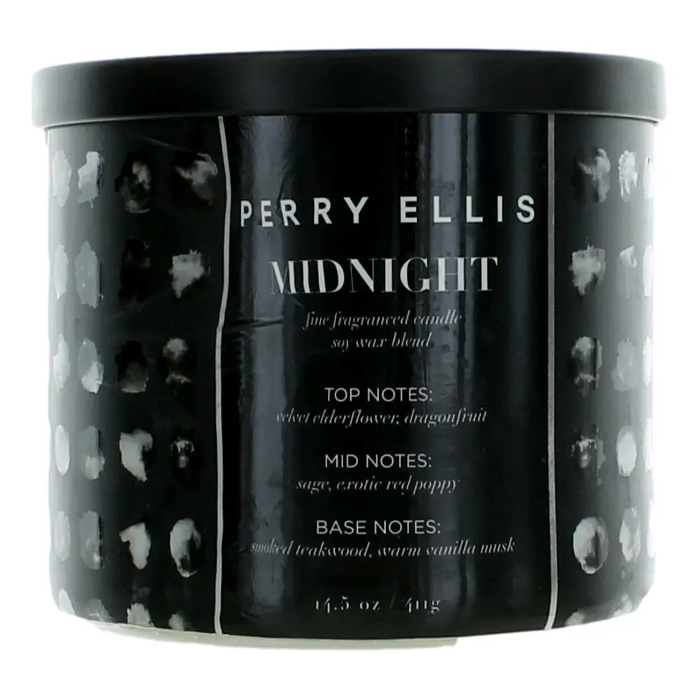 Perry Ellis 3-Wick Decorative Candle - 14.5 oz Soy Wax Blend, Midnight Scent with Exotic Red Poppy, Vanilla Base Note, Aromatic Household Home Decor Candle, Decorative Candles