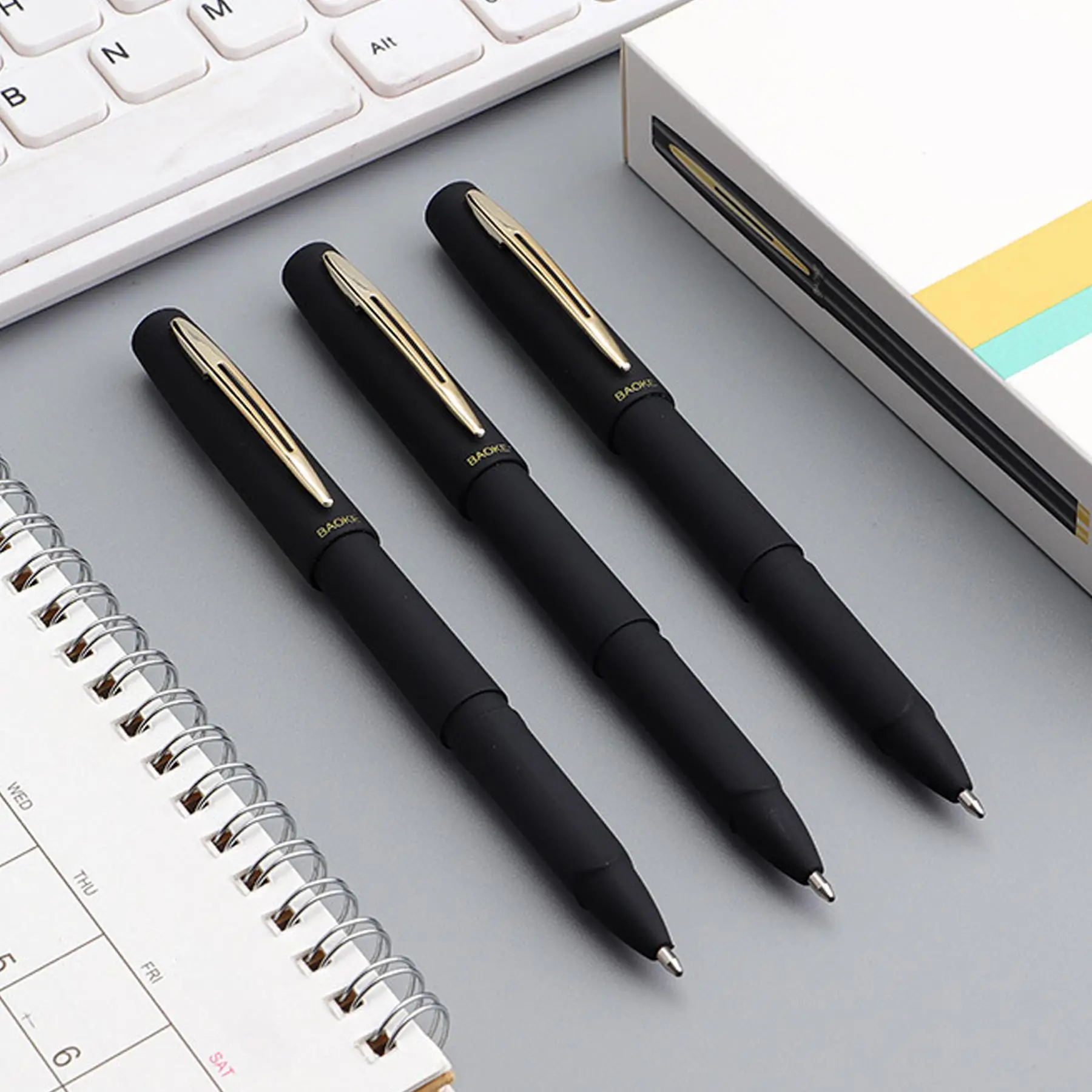 Plain Roller Ball Gel Pen, 3pcs Black Gel Pens, Special Pen for School or Office, Office Accessories, Writing Tools