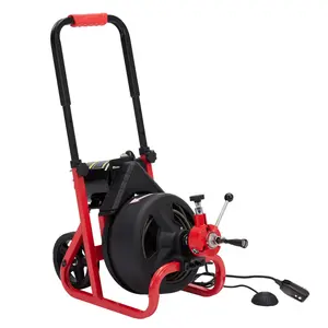 GARVEE 75Ft x 1/2 Inch Drain Cleaner Machine, Auto-feed Electric Drain Auger Professional for 2 to 4 Inch Pipes, with 6 Cutters, Glove, Drain Auger Cleaner Sewer Snake