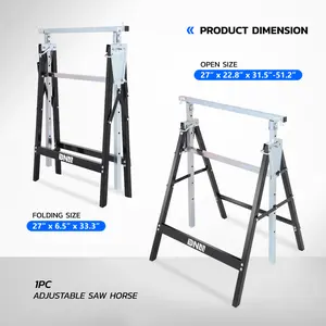 Hot DNA MOTORING Heavy-duty Adjustable 7 Speed Sawhorse,Woodworking Quick-build Workbench Bracket,Black Chrome