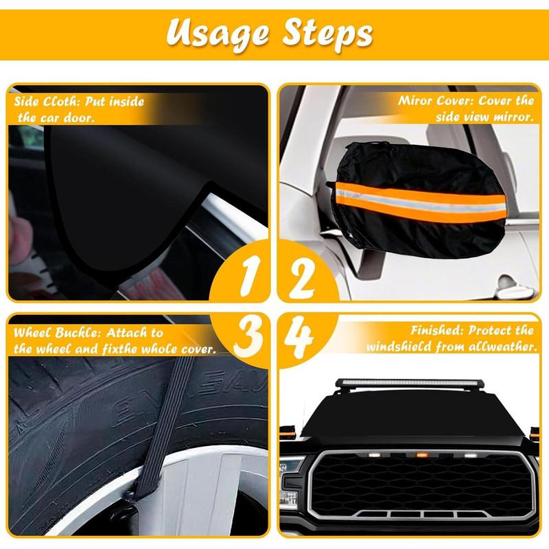 Car Windshield Snow Cover Compatible For Land Rover Range Rover Vogue 2018-2022, For 4 Layers Protection, For Ice And Snow, UV & Frost Wiper Mirror Protector Windproof Sunshade Cover Accessories - View #4