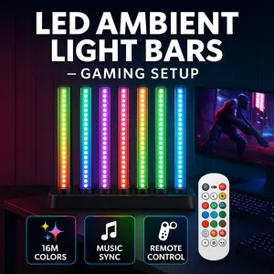 RGB Ambiance Light LED bar board with sound sensor for desktop decoration, decor for pc, bedroom, living room.