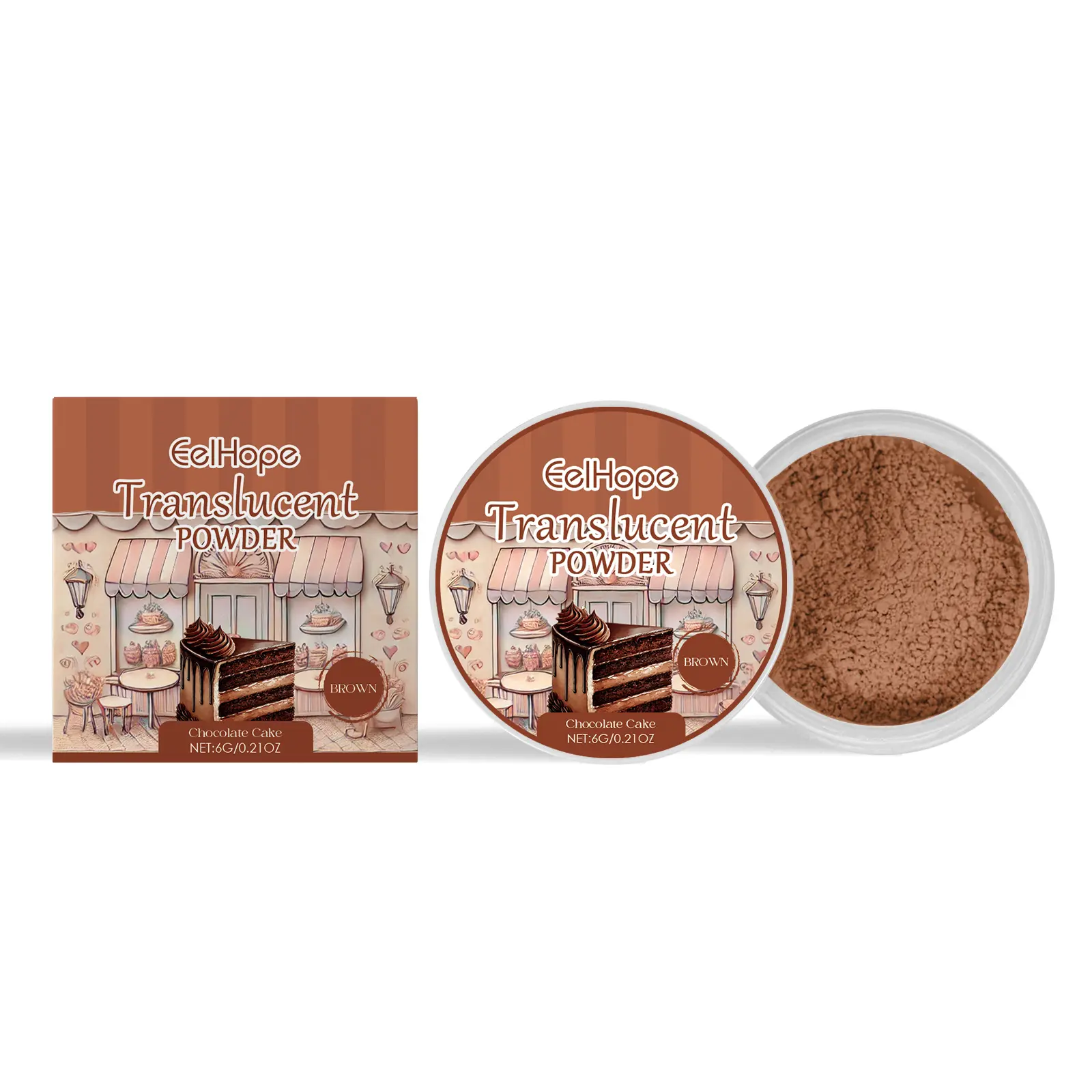 Eelhope Brown Setting Powder Lightweight, Clear, Oil-controlling, and not Easy to Remove Makeup Setting Powder Cocoa Titanium setting powder