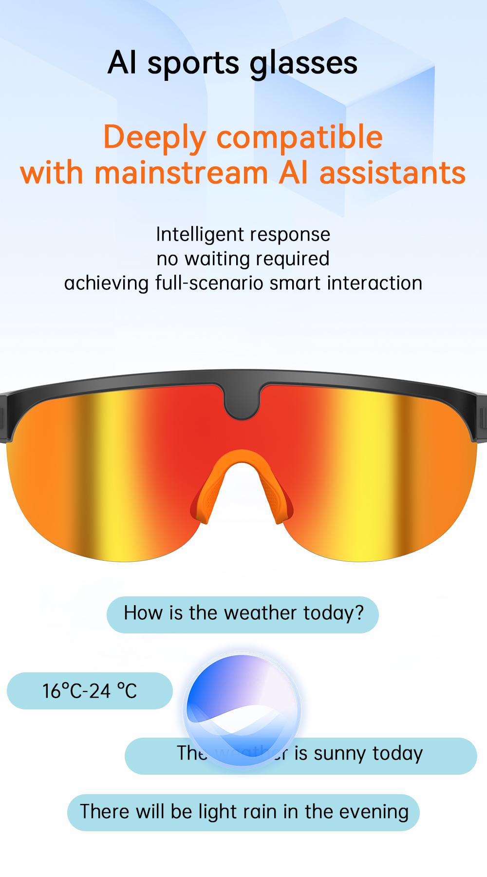 2026 AI Smart Glasses with Camera Dust UV Proof Cycling Sports Goggles- HD Video Recording Glasses with Audio, Music Playback, Wireless Call, Touch Control, Real-Time Translation, AI Object Recognition, for Men Women, Translation Glasses