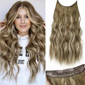 [Plodon] Brown mix Ash Blonde  1-piece 4-clip hair extension — Seamless and ultra-realistic, soft clip design protects hair, easily creates a high crown