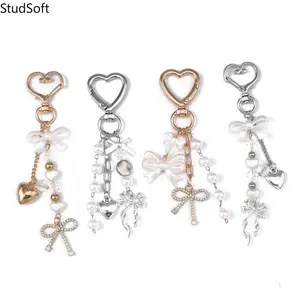 2026 New Heart Keychain with Pearl Bow, Cute Fashion Bag Charm Key Ring for Women