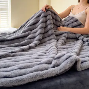 Soft Striped Plush Blanket, Bedroom Sofa Window Decor, Travel Blanket, Multi-Functional, Pet-Friendly, Multiple Colors Available, Gift Blanket