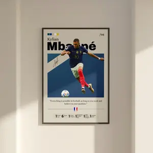 Kylian Mbappé poster, print fan gift, Football print, Mbappé print art 6