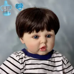 BZDOLL 24inch 60cm Soft Vinyl Reborn Toddler Boy Doll For Girl Cloth Body Baby Lovely Birthday Gift Play House Toy