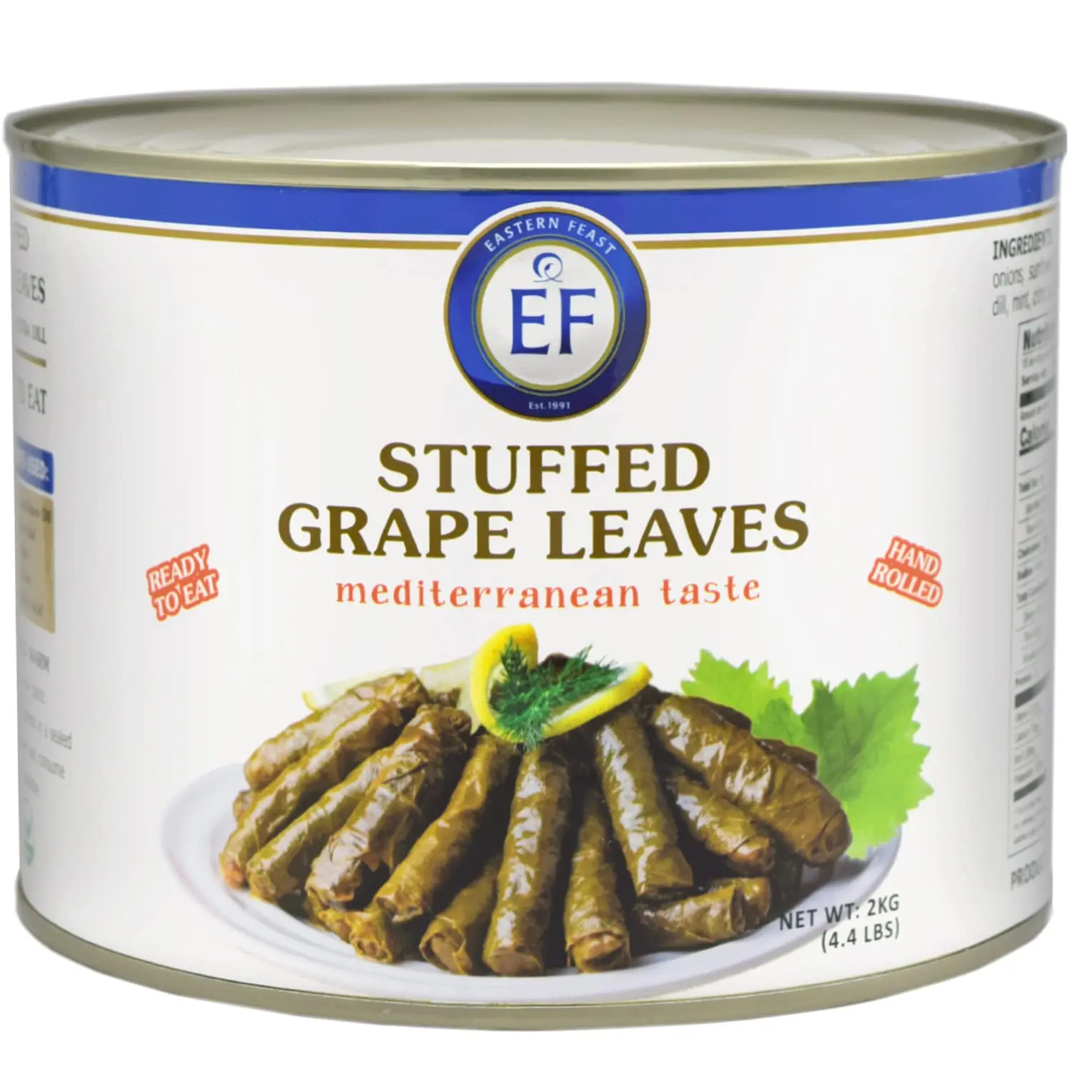 Eastern Feast Rice-Stuffed Grape Leaves, 4.4 lb (2 kg) Canned Pantry Food