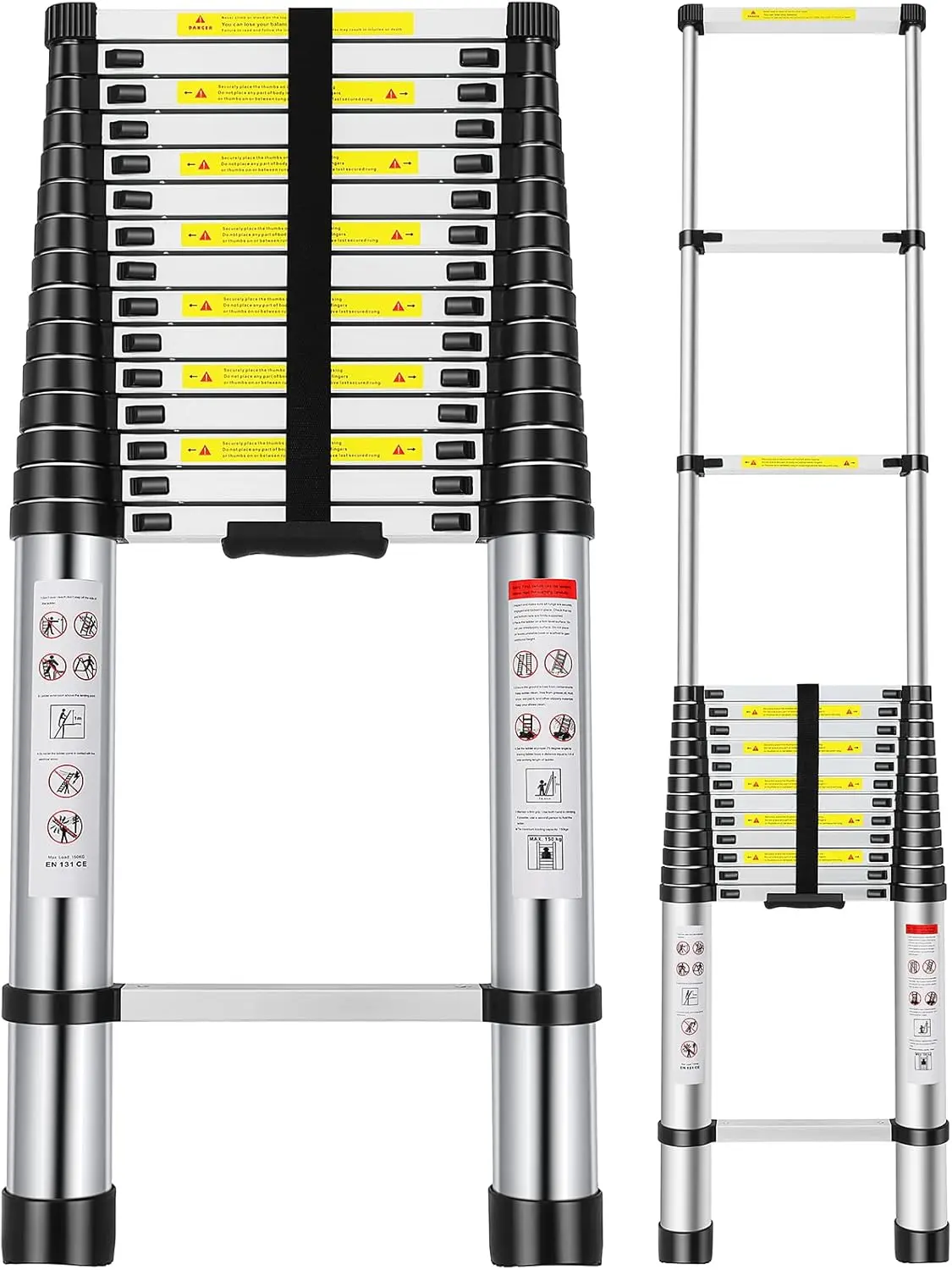Aluminium Telescopic Multi-Purpose Ladder,20.3FT Aluminum Extension Ladder with 2 Replacement of Non-Slip Rubber Cover,Portable Collapsible RV Ladder, 330 lb. Weight Capacity collapsible extension,fathersdaygifts Telescoping Safety