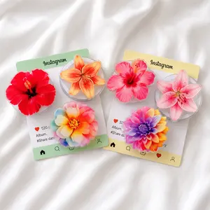 Kawaii Pink Hibiscus MagSafe Phone Grip: Cute Flower Magnetic GripTok, Fun Phone Holder for Flower Lovers, Adorable Phone Accessory