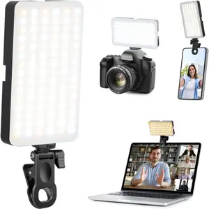 Portable Selfie Light for iPhone: 90 LED Rechargeable Phone Fill Lights, Ring Light for Camera Picture, Makeup Photo, Video Conferences, Laptop Use, Zoom Meetings, TikTok, Vlog Photography