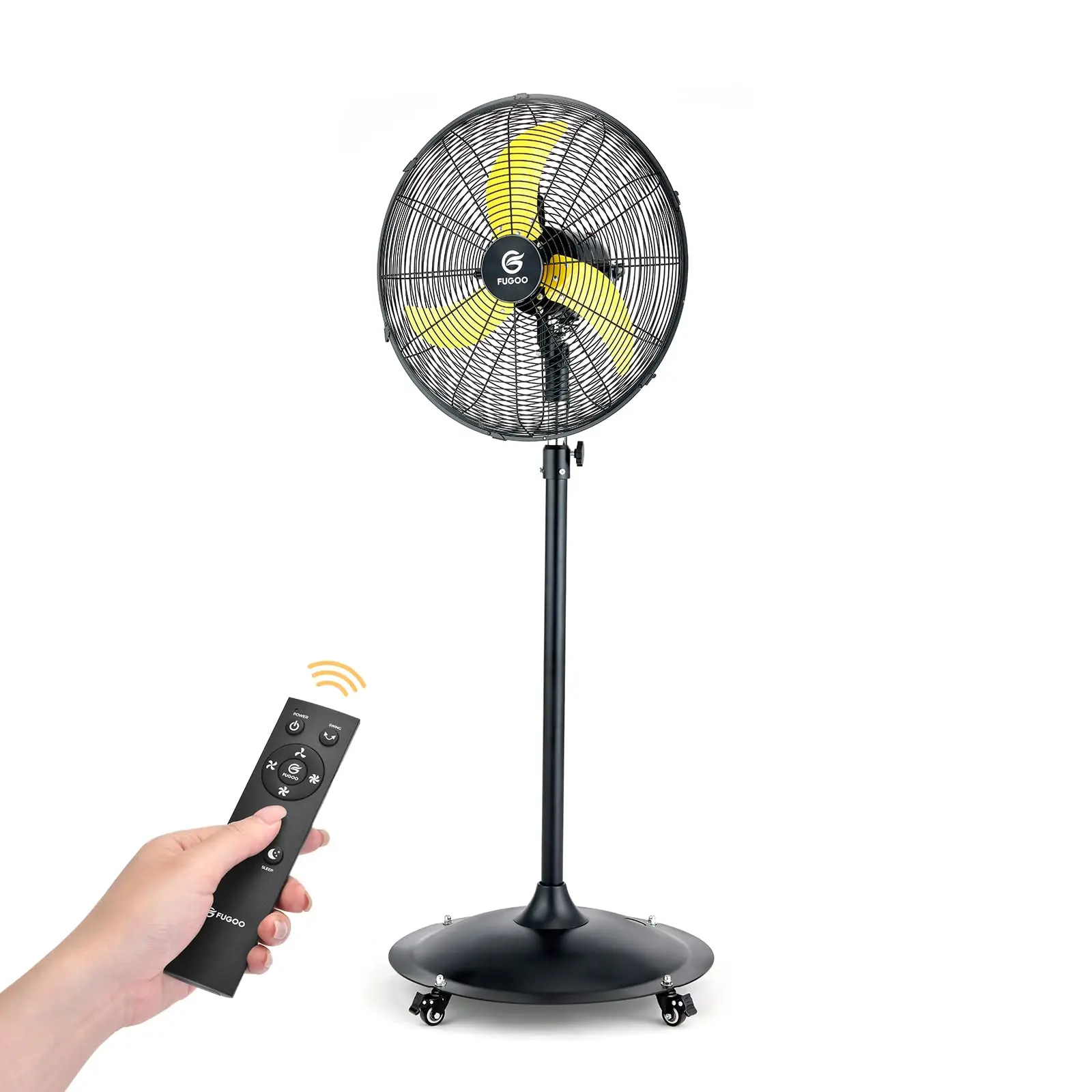 Fugoo 20'' Outdoor Quiet Oscillating Pedestal Fan With Remote Control,4-Speed Waterproof Outdoor Fan, Heavy Duty Industrial Fans for House,Patios, Commercial, Garage, Warehouse