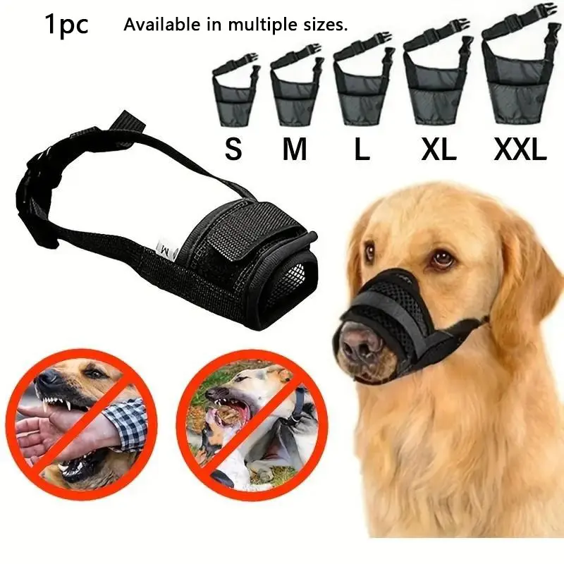 Soft Nylon Dog Muzzle with Reinforced Strap, Breathable Mesh Design, Adjustable for Small to Large Dogs, Water Friendly Pet Accessory