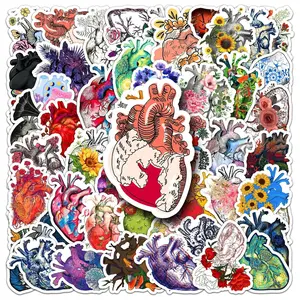 Floral Heart Stickers - 50 Assorted Designs for Nurses & Medical Professionals - Waterproof Vinyl - Personalize Belongings & Express Personality - Great Gift
