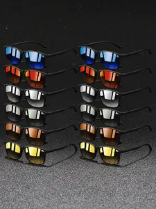 12pcs New striped sports sunglasses for men and women, available in multiple colors to meet different needs. UV400 lenses protect your eyes, suitable for various outdoor activities. Equipped with anti-slip temples, making long-term wear comfortable.