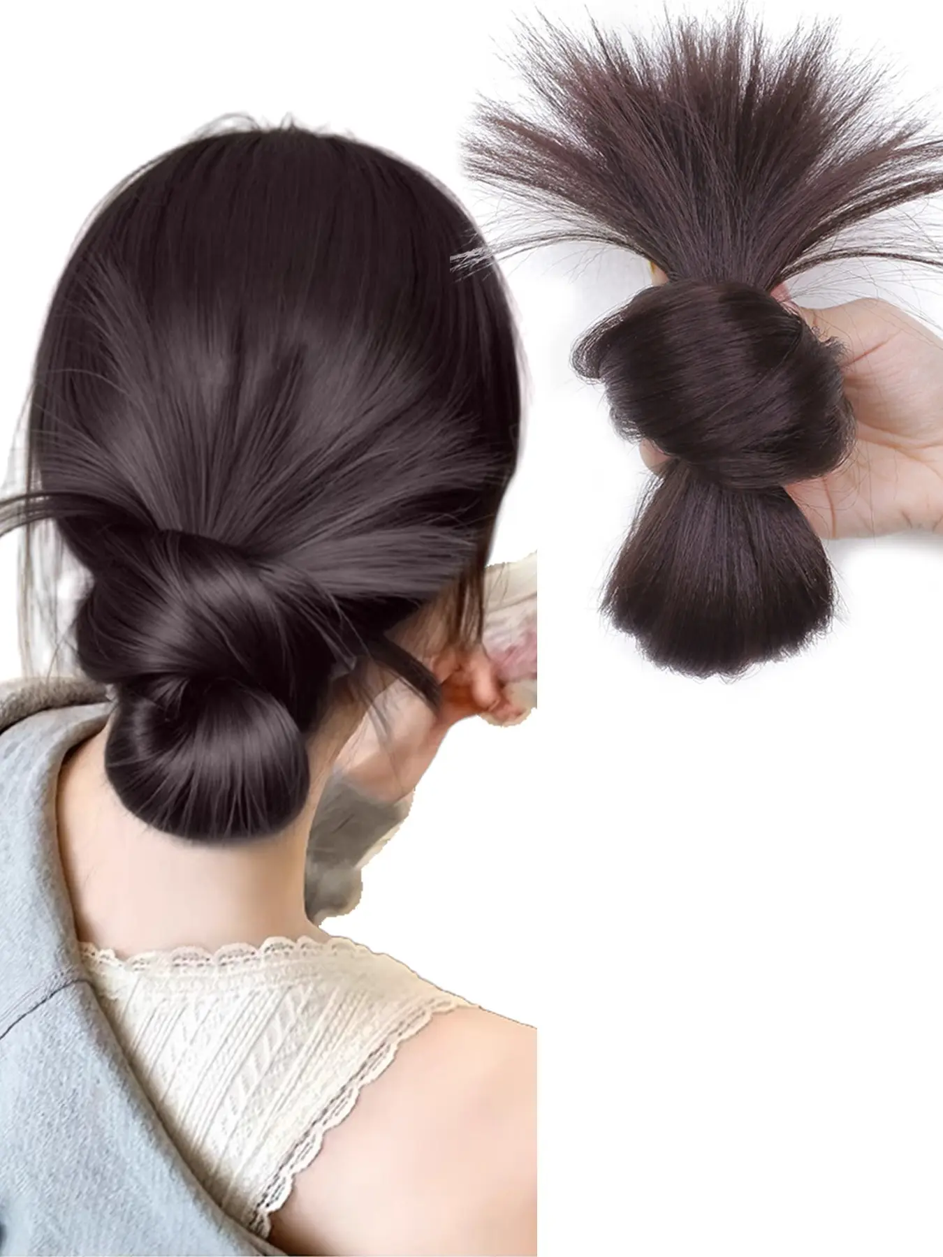 Low Synthetic Bun Ponytail Hair Natural Fluffy Claw Clip Chignon Hair For Women Lazy Bun Wig Bag Hair Accessories For Daily Use Synthetic Hair Hairpieces Synthetic Ponytails Fake Hair Bun