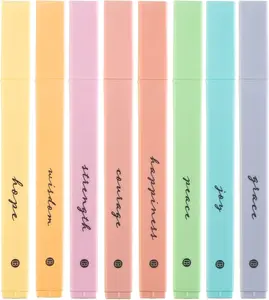 Bible Highlighters with Soft Chisel Tip, 8 Pack Assorted Colors Pens No Bleed, Quick Dry Set, Cute Aesthetic Markers, Bible Study Journaling Supplies and Accessories (Pastel)