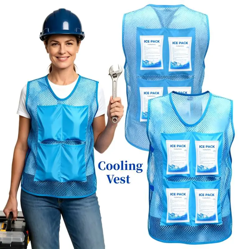 [2 Items 1 Price]PANGTIKU Cooling Vest for Men&Women Free Gift 16pcs Ice Vest Cool Jacket for Hot Weather with 8Pockets Unisex Adult Workout Apparel Menswear Outdoor Stay Cool Activities Workwear  Warehouses OutoHoor Work Sport Vests Sports Vest