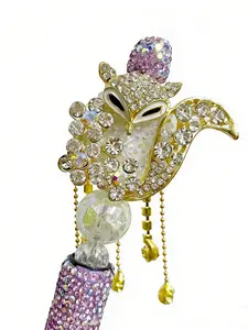 1 Count Exquisite Alloy Fox Charm Beads with Artificial Crystals, Focal Bead for DIY Jewelry Beaded Pens Making Supplies, DIY Mix Beads, Diy Beading Accessories