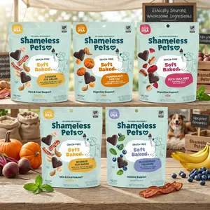 Shameless Pets Soft Baked Dog Treats Bananas for Bacon Flavor, Natural Healthy Dog Chews for Skin Coat Support with Omega 3 6, Grain Free Biscuits, 1 Pack Made in USA