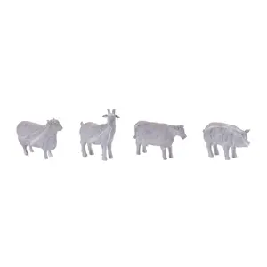 360 Stand Gray Resin Farm Animal Collectible Figurine Set - 4 Pieces, 6x4.5 in., Cute Design, Distressed Finish, Stone Decor Sculptures for Farmhouse Home Decor