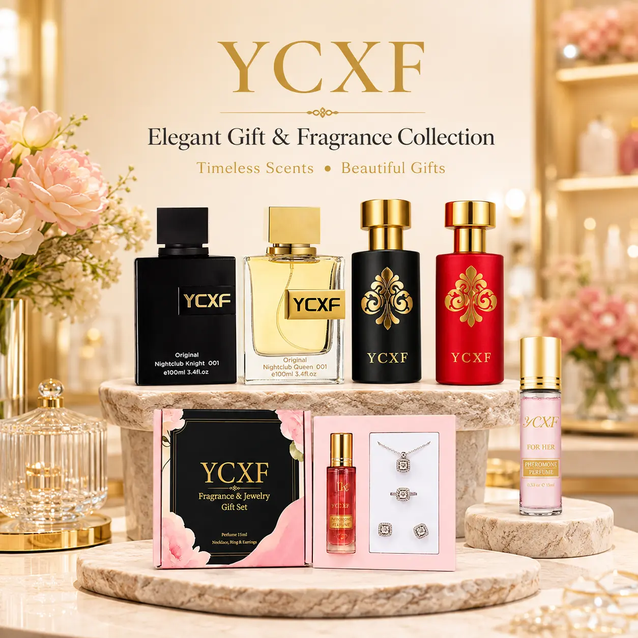 YCXF Elegant Gift & Fragrance Collection Timeless Scents Beautiful Gifts YCXF Fragrance & Jewelry Gift Set