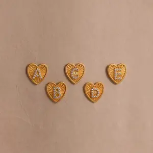 Ribbed Heart Initial Studs by Caitlyn Minimalist - Vintage Pave Diamond Letter Earrings in Gold - Personalized  Jewelry - Girlfriend Gift
