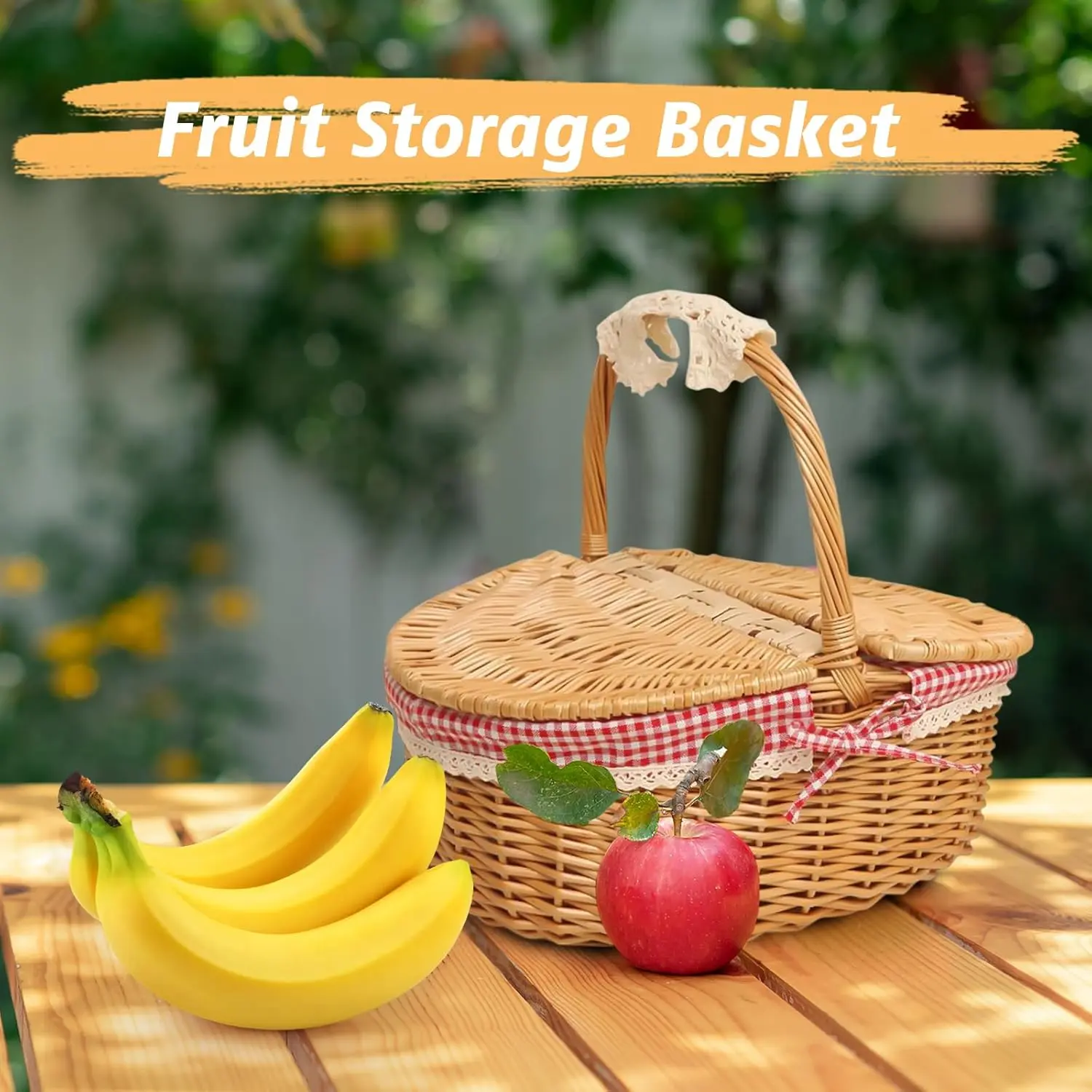Hand Woven Easter Basket Easter Eggs and Candy Basket, Sturdy Woven Body with Washable Lining for Outdoor Camping