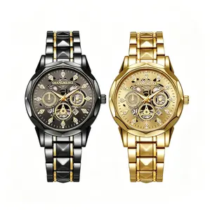 Casual Waterproof Open Dial Watch Trendy Fashion Waterproof Luminous Business Automatic Quartz Skeletonized Men's Watch