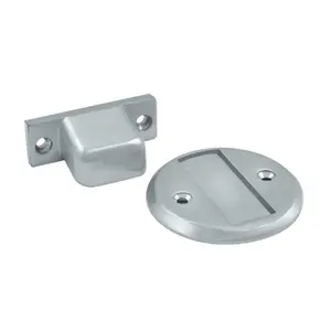 Deltana  Magnetic Door Holder Flush 2.5 in. Diameter- Satin Chrome - Solid