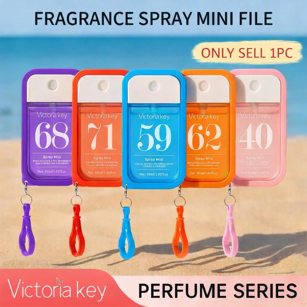 Portable Digital Fragrance Spray 48ML, Pocket Perfume with Hook, 5 Scents, Carefully Picked Scents, Long-Lasting Fine Mist, Soft Floral Fragrance, Floral Scent, Compact Size, Multiple Choices